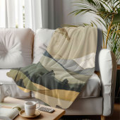 Couverture Sherpa Paysage Japandi Gold & Green Mountain