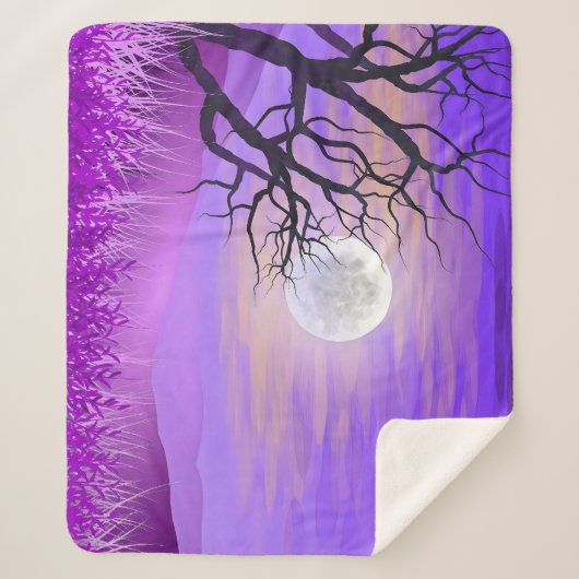 Couverture Sherpa Paysage naturel avec Arrière - plan pourpre (Devant)