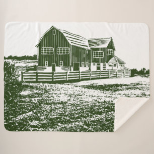 Couverture Sherpa Paysage rural maison de ferme de style coupe