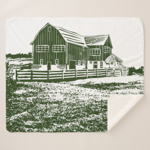 Couverture Sherpa Paysage rural maison de ferme de style coupe
