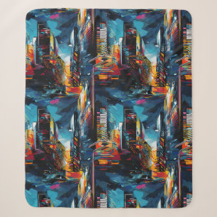 Couverture Sherpa Paysage urbain cyberpunk abstrait (3)