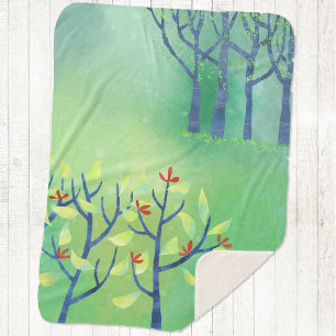 Couverture Sherpa Paysage vert Abstrait