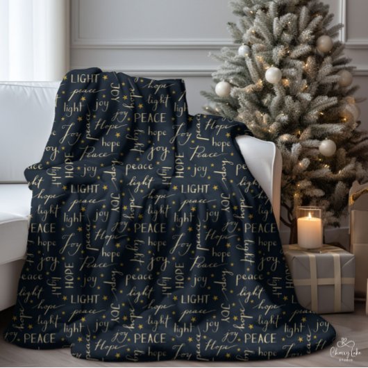 Couverture Sherpa Peace Hope Joy Velvet clair noir Sherpa Blanket