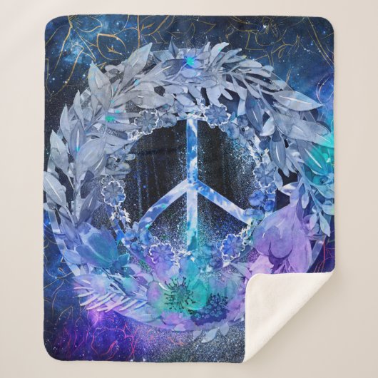 Couverture Sherpa Peace Wreath Blues S&M (Devant)