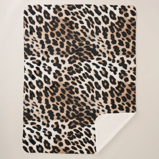 Couverture Sherpa Peach Black Cream Leopard (Devant)