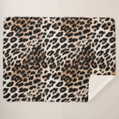 Couverture Sherpa Peach Black Cream Leopard (Devant (Horizontal))