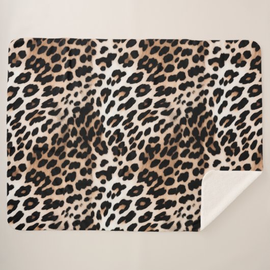 Couverture Sherpa Peach Black Cream Leopard (Devant (Horizontal))