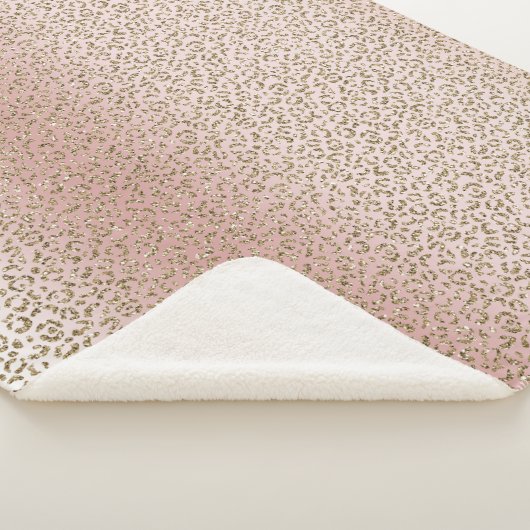 Couverture Sherpa Peach Blush Rose Parties scintillant or Leopard (3/4)
