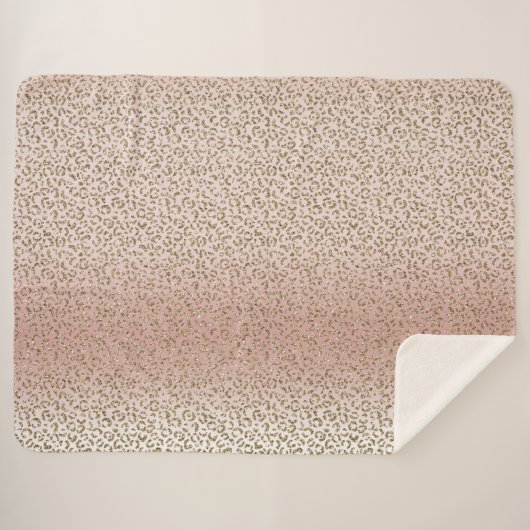 Couverture Sherpa Peach Blush Rose Parties scintillant or Leopard (Devant (Horizontal))