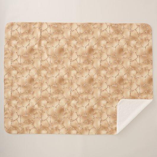 Couverture Sherpa Peach Gold Parties scintillant Glam Sparkle Giraff (Devant (Horizontal))
