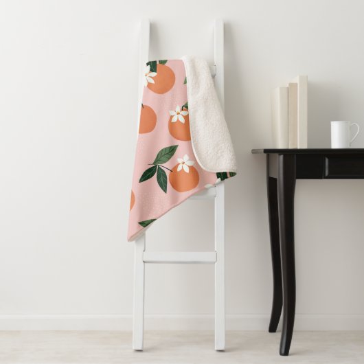 Couverture Sherpa Peach Orange Juice Motif (En situation)