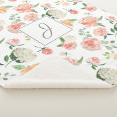 Couverture Sherpa Peach Watercolor Motif floral avec Monogramme (3/4)