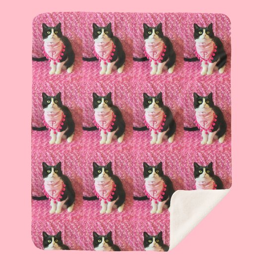 Couverture Sherpa Peaches Tuxedo Chat moyen Sherpa Blanket