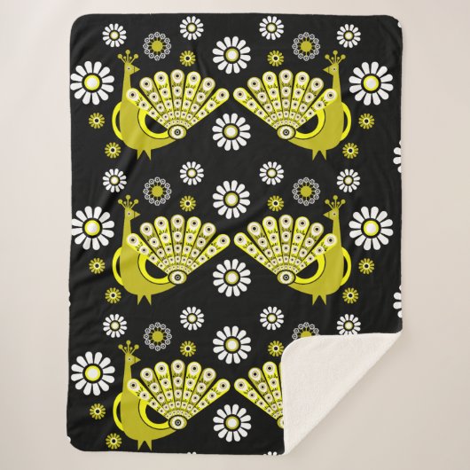 Couverture Sherpa Peacock Bird Art graphique (Devant)