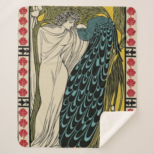 Couverture Sherpa Peacock Fine Art Bird Nouveau (Devant)