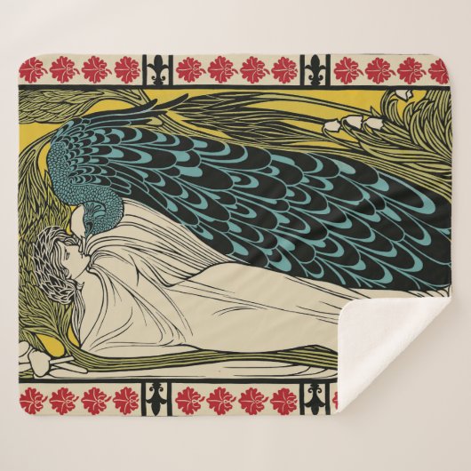 Couverture Sherpa Peacock Fine Art Bird Nouveau (Devant (Horizontal))