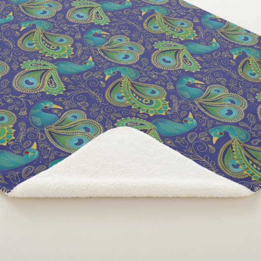 Couverture Sherpa Peacock Paisley Pattern Blue (3/4)