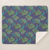 Couverture Sherpa Peacock Paisley Pattern Blue (Devant (Horizontal))