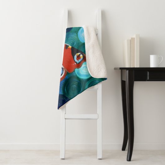 Couverture Sherpa Peacock Papillon peint (En situation)