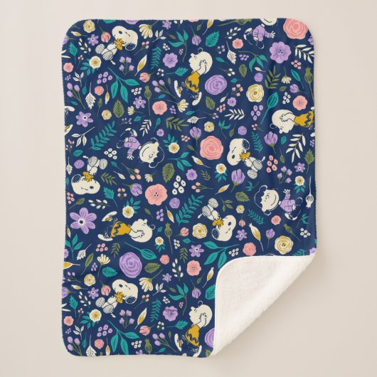 Couverture Sherpa Peanuts In Bloom Pattern (Devant)