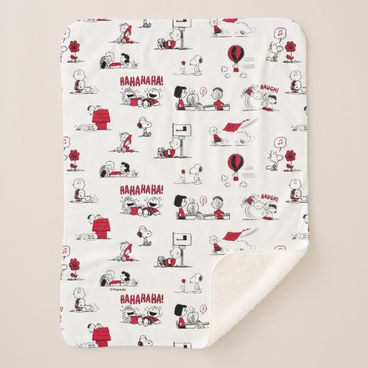 Couverture Sherpa PEANUTS | Motif rouge et noir (Devant)