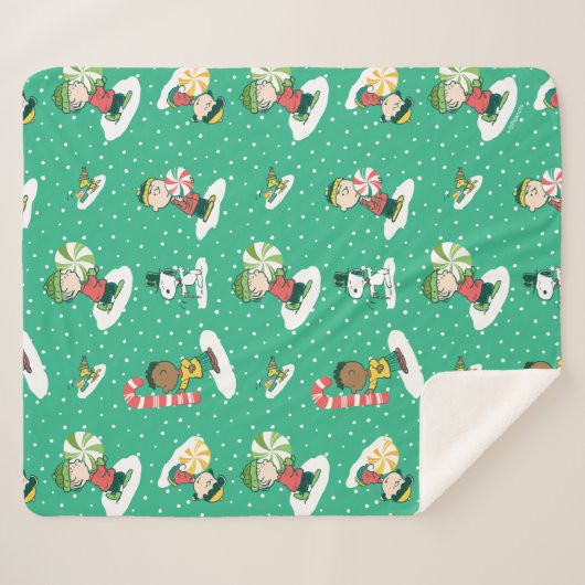 Couverture Sherpa Peanuts Peppermint Dreams Snowflake Motif (Devant (Horizontal))