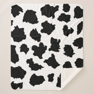 Couverture Sherpa Peau de vache Motif noir et blanc