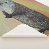 Couverture Sherpa Peinture à la loutre de la rivière debout (3/4)