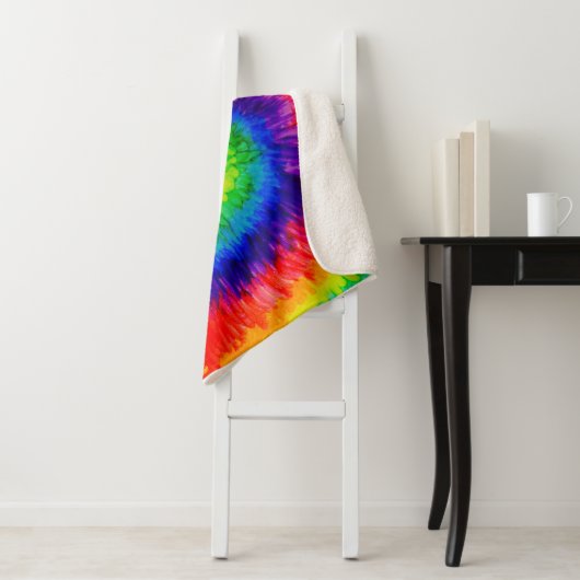 Couverture Sherpa Peinture à l'encre d'alcool à l'arc-en-ciel (En situation)