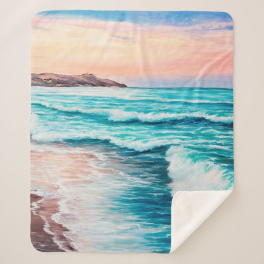 Couverture Sherpa peinture à l'huile sur le beau coucher de soleil (Devant)