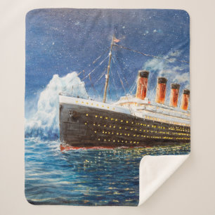 Couverture Sherpa peinture à l'huile sur Titanic et iceberg dans l'
