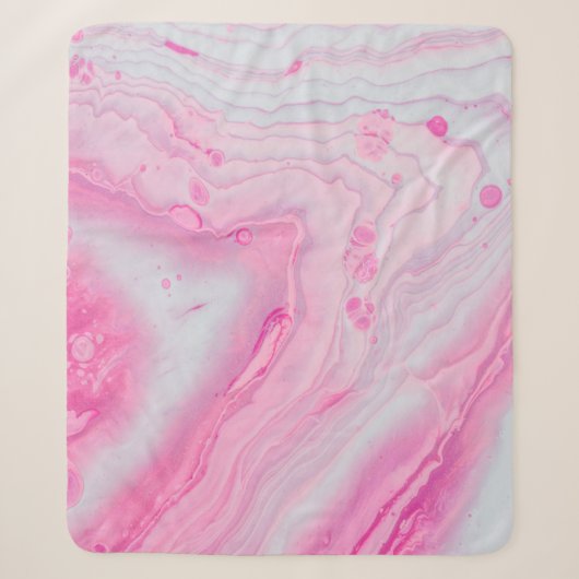 Couverture Sherpa Peinture abstraite rose et blanche (Devant)