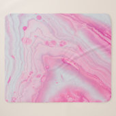 Couverture Sherpa Peinture abstraite rose et blanche (Devant (Horizontal))