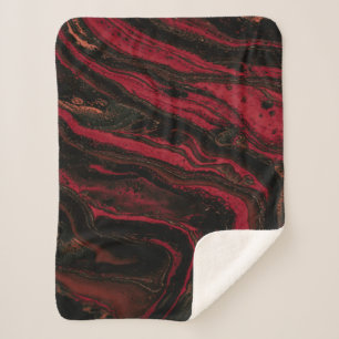 Couverture Sherpa Peinture abstraite rouge et noire