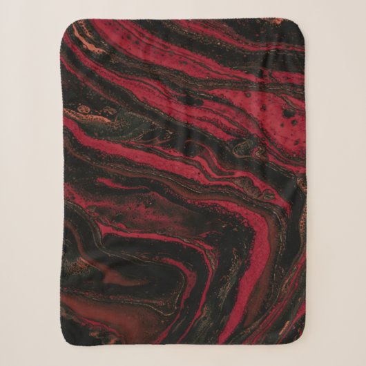 Couverture Sherpa Peinture abstraite rouge et noire (Devant)
