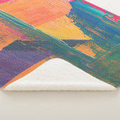 Couverture Sherpa Peinture abstraite verte, jaune et rouge (3/4)