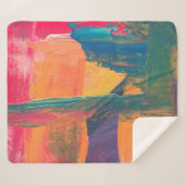 Couverture Sherpa Peinture abstraite verte, jaune et rouge (Devant (Horizontal))