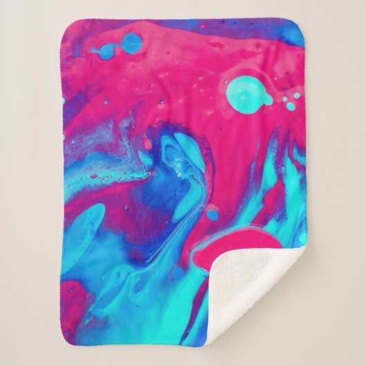 Couverture Sherpa Peinture abstraite violette et bleue (Devant)