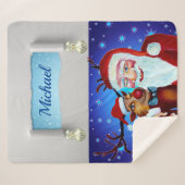 Couverture Sherpa Peinture avec Roudolf souriant et Père Noël (Devant (Horizontal))