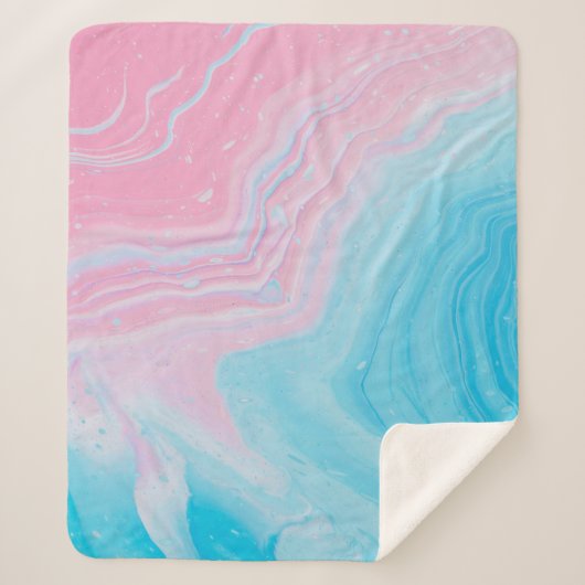 COUVERTURE SHERPA PEINTURE BLEU ET ROSE (Devant)