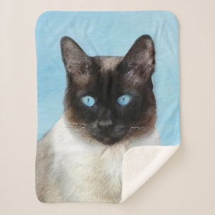 Couverture Sherpa Peinture de chats de Siamese - Cute Original Cat A