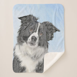 Couverture Sherpa Peinture de collie frontalière - Belle art origin