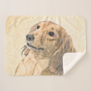Couverture Sherpa Peinture de Dachshund (Longhaïs) - Art original d