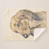 Couverture Sherpa Peinture de Dachshund (Longhaïs) - Art original du (Devant (Horizontal))
