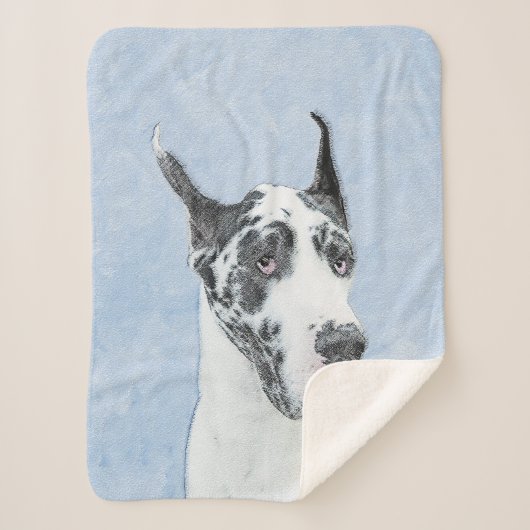 Couverture Sherpa Peinture de Great Dane (Arlequin) - Art original d