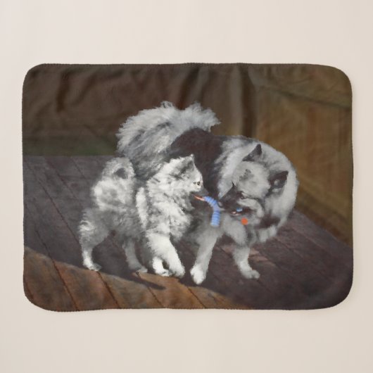 Couverture Sherpa Peinture de jeu de Keeshond - Peinture originale d (Devant (Horizontal))
