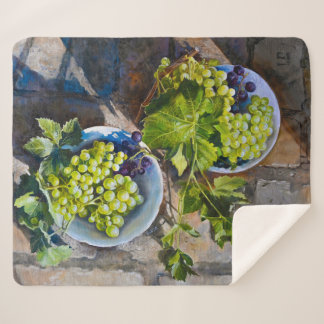 Couverture Sherpa Peinture de nature morte de raisin vert