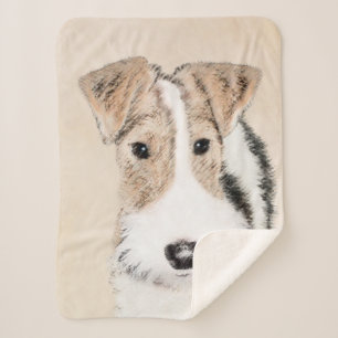 Couverture Sherpa Peinture de renard de fil Terrier - Cute Original