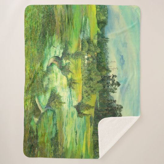 Couverture Sherpa peinture de vallée verte Aquarelle (Devant)