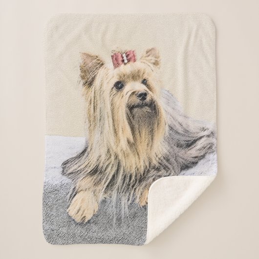 Couverture Sherpa Peinture de Yorkshire Terrier - art original (Devant)